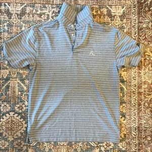 Men’s Rhoback Blue-Gray Heather Striped Stretch Polo Shirt Small